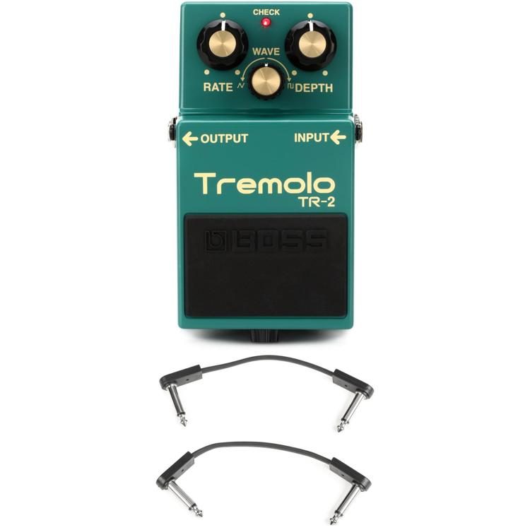 Boss TR-2 Tremolo Pedal with 3 Patch Cables | Sweetwater