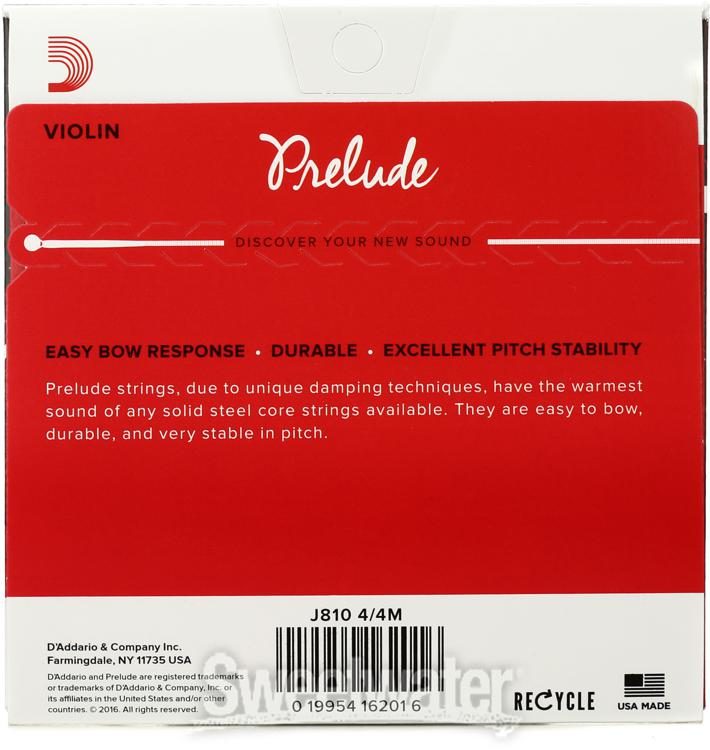 Medium Single D string D'Addario J813 Prelude Violin 4/4 