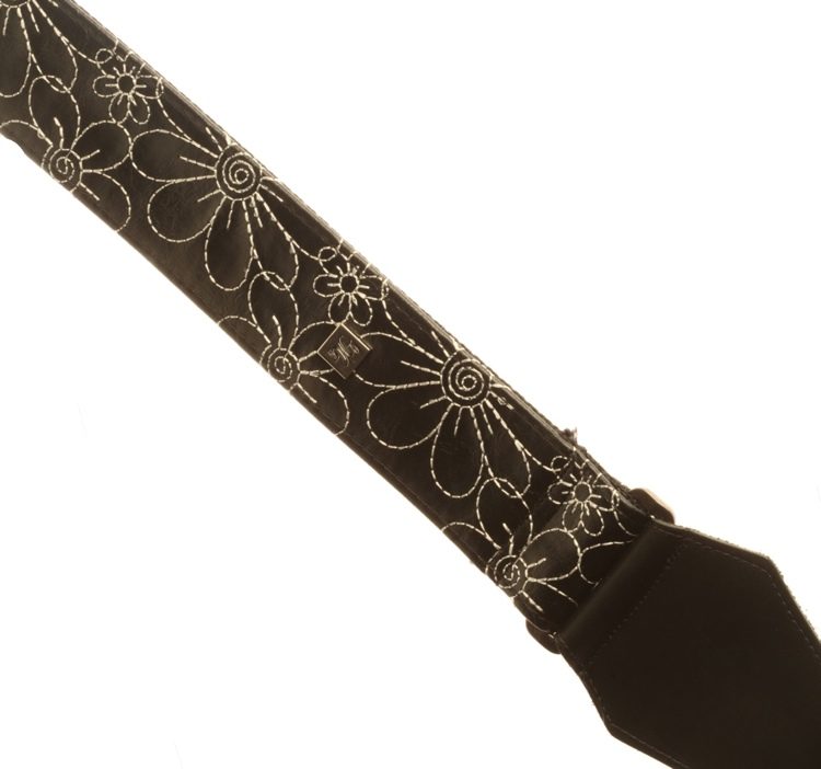 Get'm Get'm 2" Daisy Guitar Strap Black and White Sweetwater