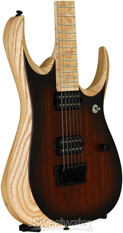 Ibanez RGDIX6MRW Iron Label, Sweetwater USA Exclusive - Charcoal Brown  Burst Flat