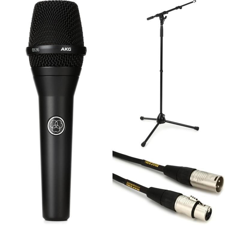 AKG C636 Condenser Handheld Vocal Microphone - Black with Stand and Cable