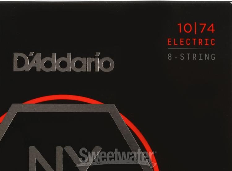 High Carbon Steel Alloy for Unprecedented Strength Ideal Combination of Playability and Electric Tone D’Addario NYXL1074 Nickel Plated Electric Guitar Strings,Light Top/Heavy Bottom,8-String,10-74