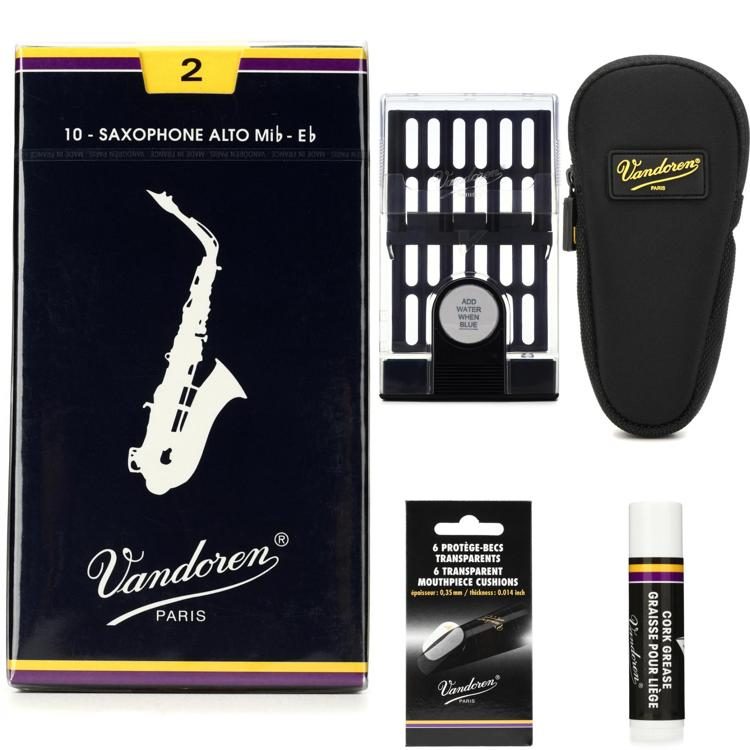 Vandoren SR212 - Traditional Alto Saxophone Reeds Accessories Bundle - 2.0  (10-pack)