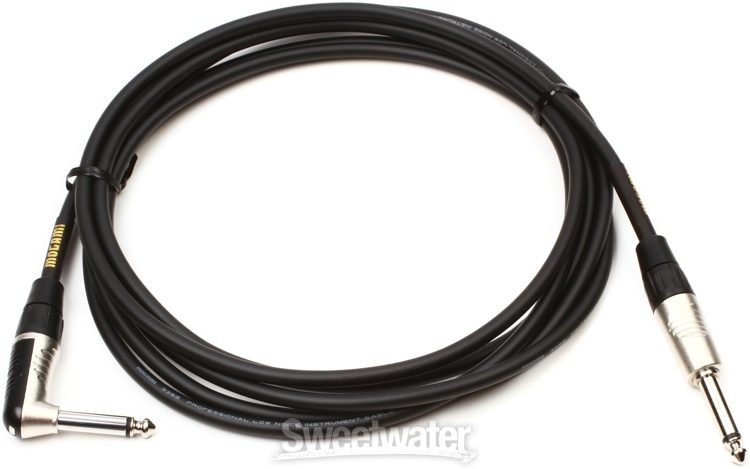 Straight to Right-Angle 10 ft Mogami CorePlus Cable 1/4" TS to Same 