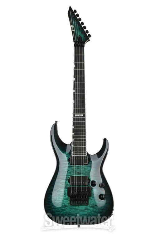ESP E-II Horizon FR-7 7-String - Black Turquoise Burst