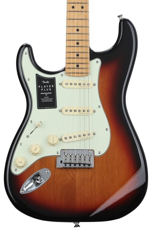 Fender Player Plus Stratocaster Left-handed Electric Guitar - 3-tone  Sunburst with Maple Fingerboard