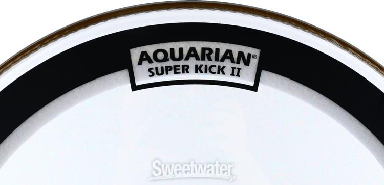 gloss black Aquarian Drumheads SKPII20BK Super-Kick II Prepack 20-inch Bass Drum Head 