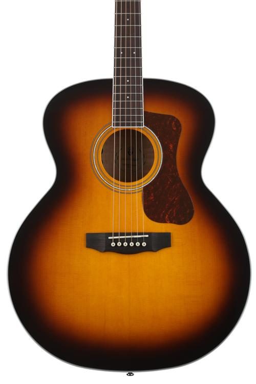 Guild Guitars F-250CE Deluxe Maple ATB Acoustic Guitar Antique Burst Jumbo Archback Deluxe Solid Top Westerly Collection