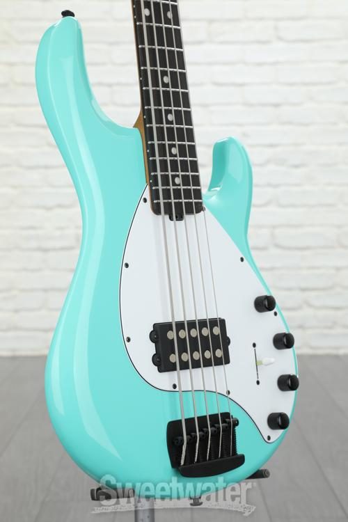 teal bass guitar