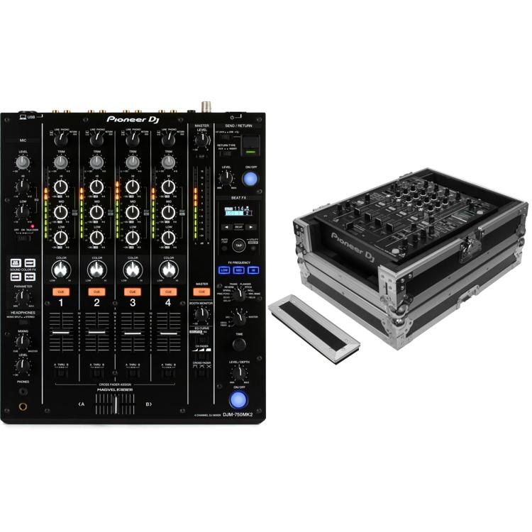 Pioneer DJ DJM-750MK2 4-channel DJ Mixer and Odyssey Hard Case