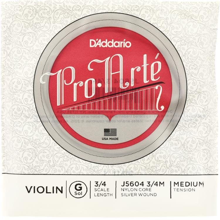 D'Addario J5604 ProArte Violin G String 3/4 Size, Medium Tension