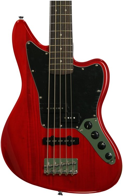 Squier Vintage Modified Jaguar Bass V Special - Crimson Trans