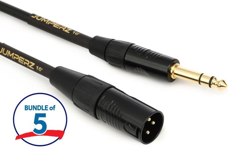 JUMPERZ JGTRSXM-10 Gold Cable - 10 foot (5-Pack) | Sweetwater