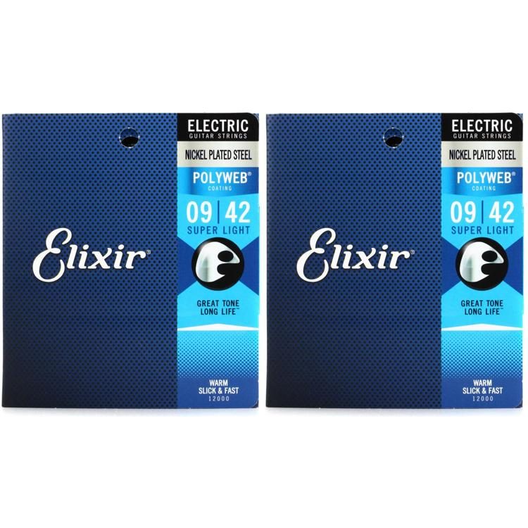 Elixir Strings 12000 Polyweb Electric Guitar Strings .009.042 Super