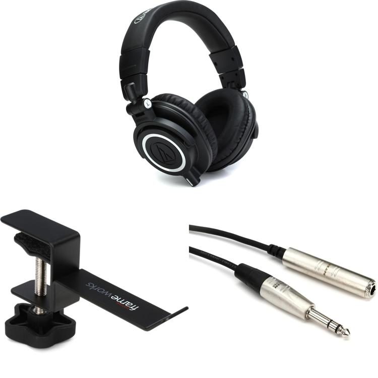 fornærme Shipwreck Penelope Audio-Technica ATH-M50x Headphone Bundle with Desk Hanger and Extension  Cable | Sweetwater