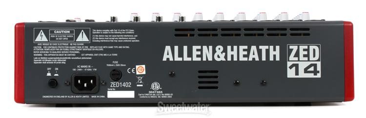 Allen & Heath ZED-14 12-channel Mixer with USB Audio Interface