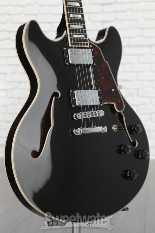 D angelico premier dc black stop bar no f holes D Angelico Premier Dc Black Flake With Stopbar Tailpiece Sweetwater