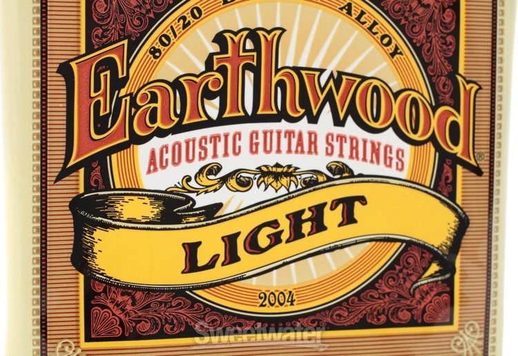 Ernie Ball 2004 Earthwood 80//20 Bronze Light Acoustic Guitar Strings 6 Pack