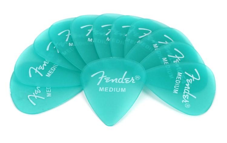 Fender California Clear Médiators Set de 12 Surf Green Medium 