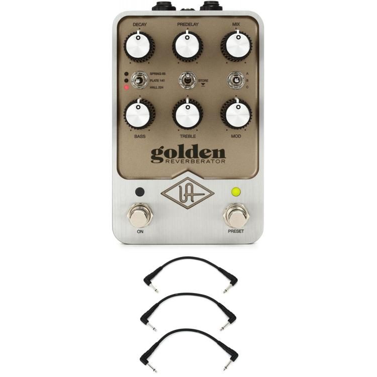 Universal Audio UAFX Golden Reverberator Pedal with 3 Patch Cables