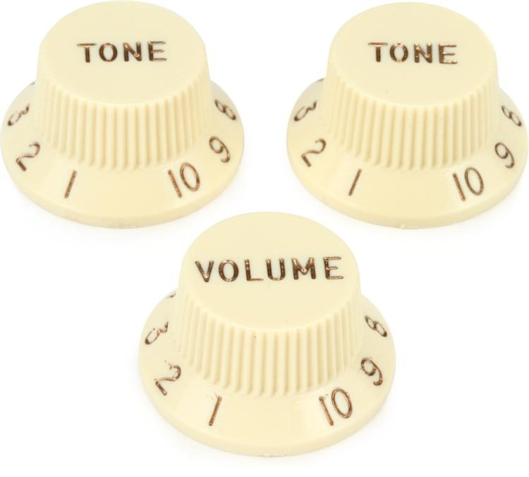 Fender Strat Replacement Knobs Left Handed Aged White | Sweetwater