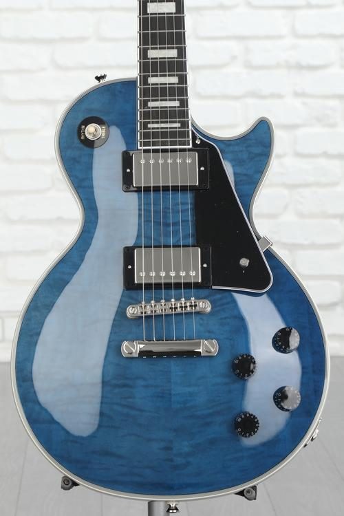 Epiphone Les Paul Custom Electric Guitar - Viper Blue, Sweetwater Exclusive