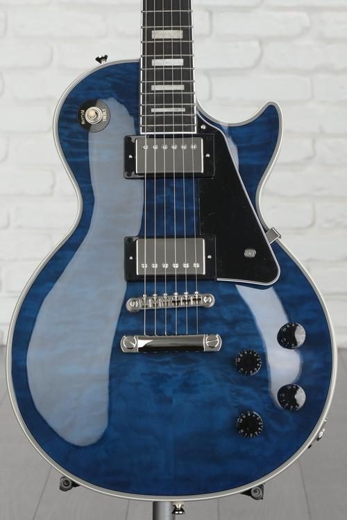 Epiphone Les Paul Custom Electric Guitar - Viper Blue, Sweetwater Exclusive