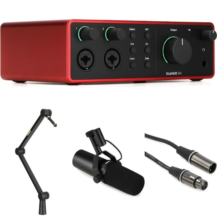 Focusrite Scarlett 4i4 4th Gen USB Audio Interface and Shure SM7B