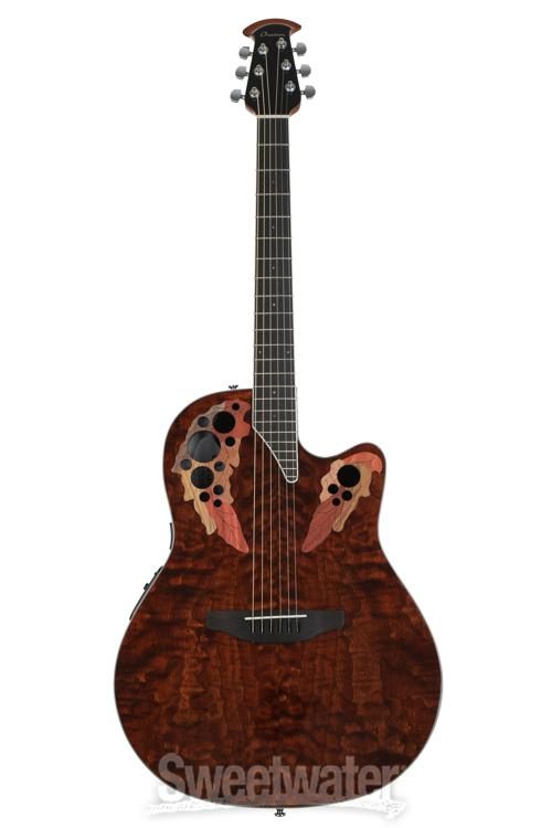 Ovation Celebrity Elite CE48P-TGE Super Shallow Acoustic-Electric Guitar -  Tiger Eye