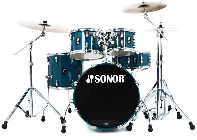 Sonor AQ1 Studio 5-piece Shell Pack with Hardware - Caribbean Blue |  Sweetwater