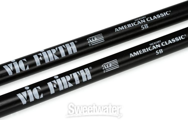 Vic Firth 5B Black American Classic USA Hickory Drumsticks  VALUE PACK 