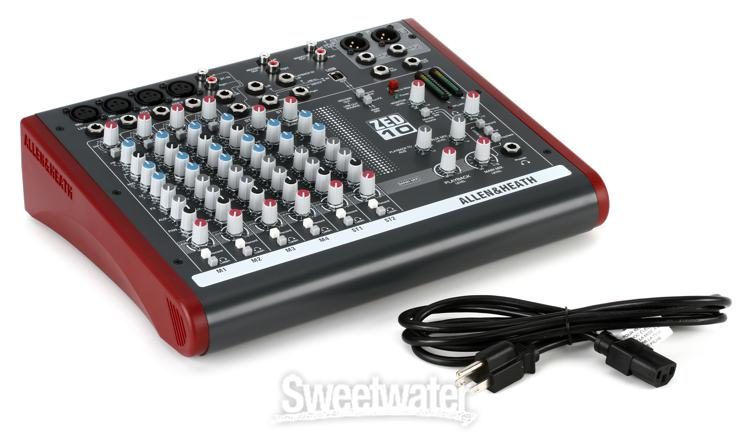 Allen and Heath ZED-10 4 Mono Mic/Line PA Mixer PA or Recording Mixer with Computer IO