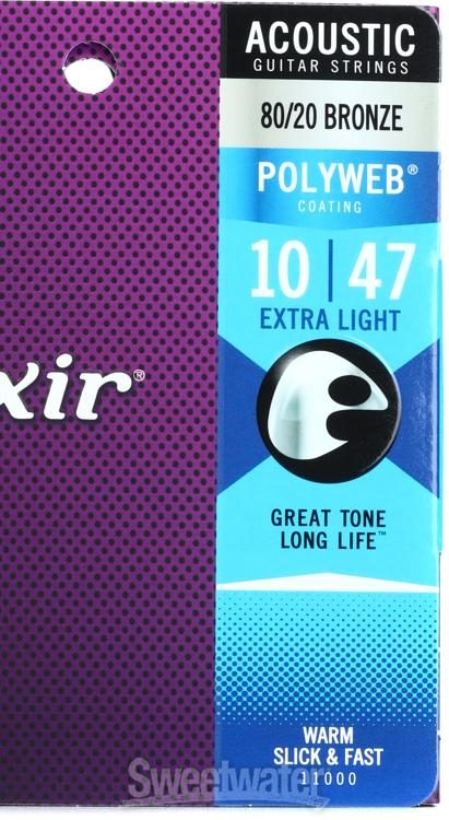 elixir extra light polyweb acoustic guitar strings