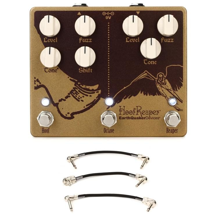 EarthQuaker Devices Hoof Reaper V2 Dual Fuzz Pedal with 3 Patch Cables