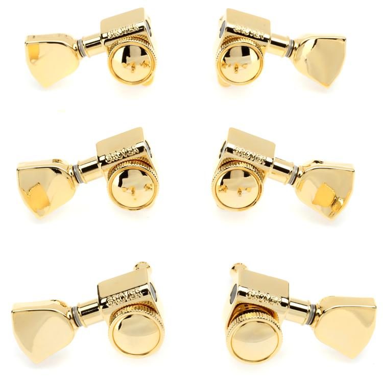 Gold Grover 502GD Guitar Roto-Grip Locking Tuners 18:1 Rotomatic Machine Heads Tuning Key Pegs with Keystone Buttons Replacement for Gibson Epiphone Electric or Acoustic Guitars 3L + 3R 
