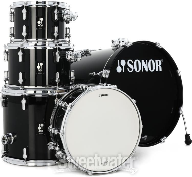 Sonor AQ1 Studio 5-piece Shell Pack with Hardware - Piano Black | Sweetwater