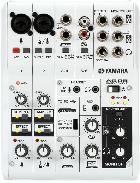 Yamaha Ag06 6 Channel Mixer And Usb Audio Interface Sweetwater