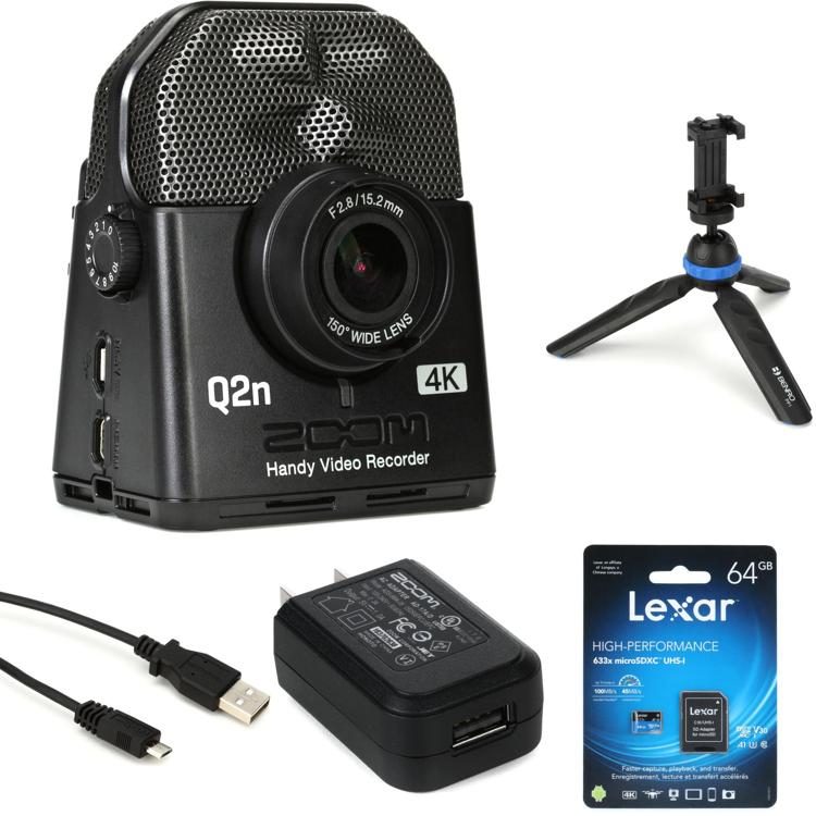 Zoom Q2N-4K Starter Bundle Handy Video Recorder Kit with SD Card, Power  Adapter, Tripod