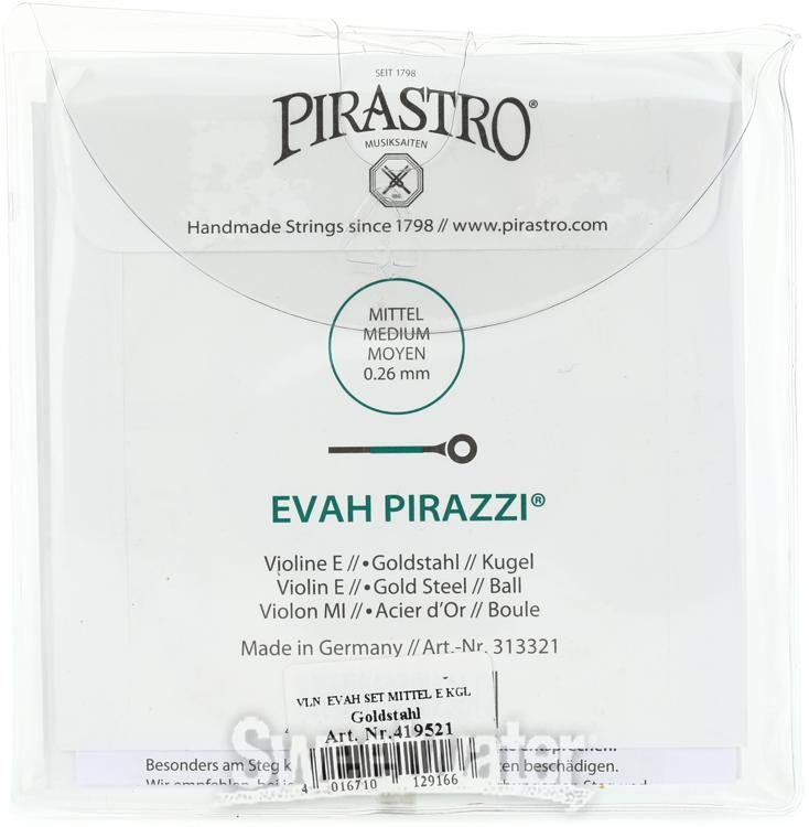 Pirastro Evah Pirazzi 4/4 Size Weich Violin Strings 4/4 Steel E String Ball End Light 