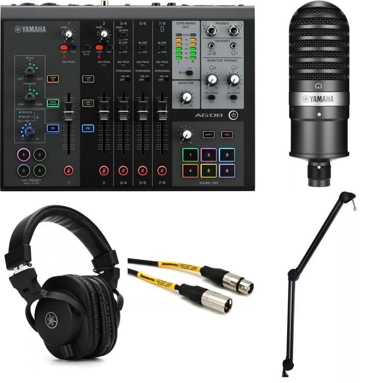 Yamaha AG08 8-channel Mixer/USB Interface Podcast/Streaming Bundle