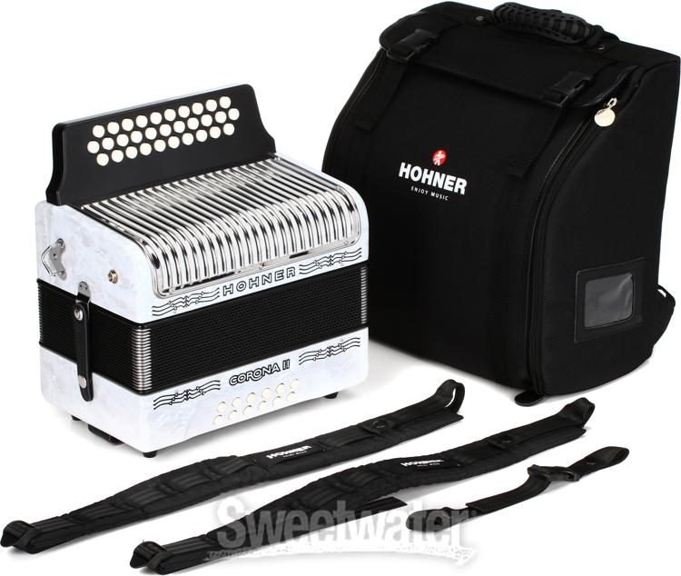 Hohner Corona II Diatonic Accordion - Keys of F/Bb/Eb - White