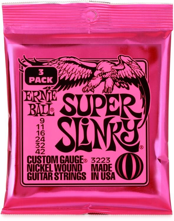 Subir Oír de Vástago Ernie Ball 3223 Super Slinky Nickel Wound Electric Guitar Strings -  .009-.042 Factory 3-pack | Sweetwater