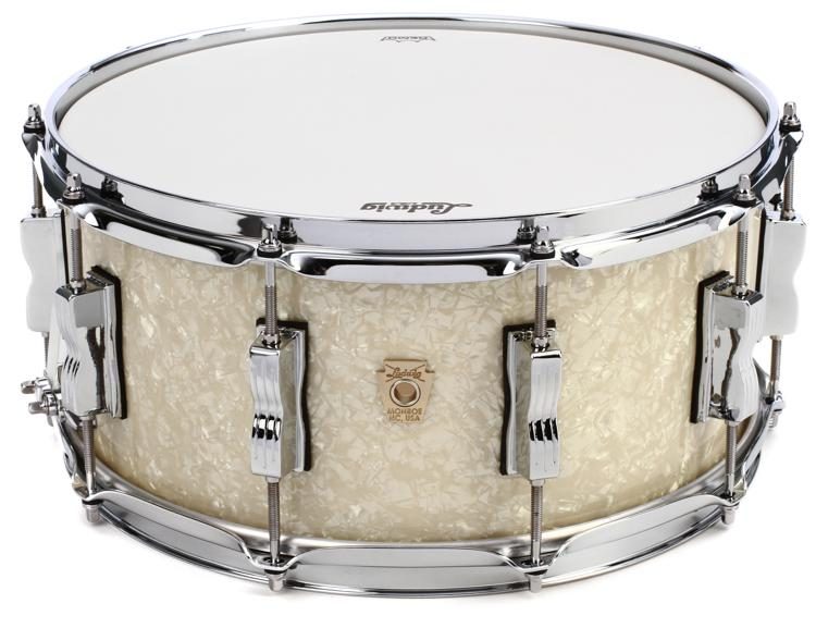 Ludwig Classic Maple Snare Drum - 6.5 x 14 inch - Vintage White Marine