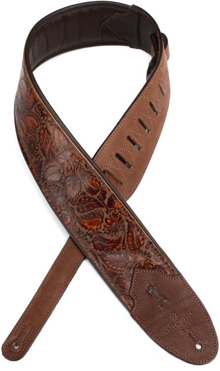 Levy's M4WP-006 3-inch Wide Embossed Leather Guitar Strap - Sundance Line  Geranium Whiskey | Sweetwater