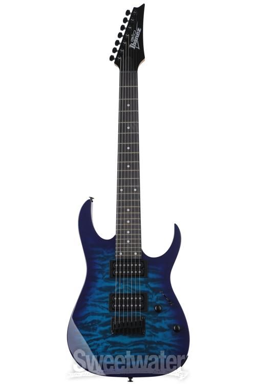 Ibanez Gio GRG7221QA - Transparent Blue Burst | Sweetwater