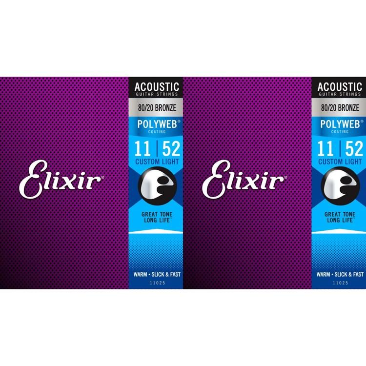 Elixir Strings 11025 Polyweb 80/20 Bronze Acoustic Guitar Strings
