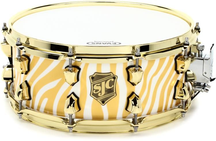 SJC Custom Drums USA Custom Snare Drum - 6 x 14 inch - Gold/White 