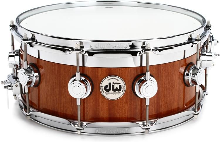 DW Collector's Series Maple/Mahogany Top Edge Snare Drum x 14 inch  Natural Mahogany Lacquer Sweetwater