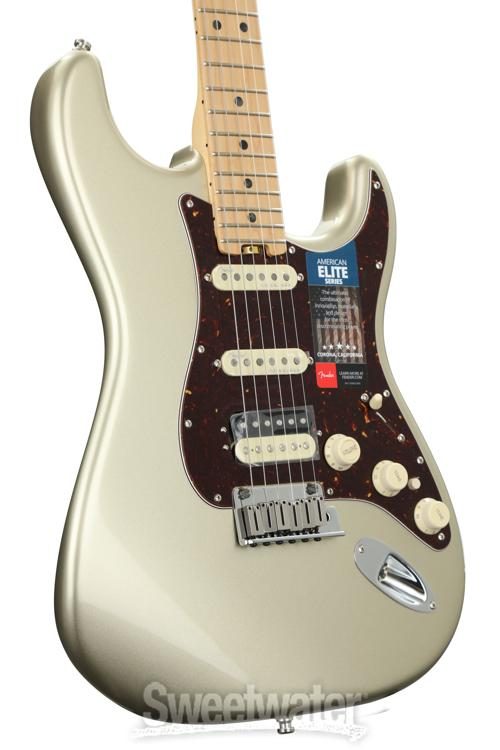reflect Hub Brandy Fender American Elite Stratocaster HSS Shawbucker - Champagne w/ Maple  Fingerboard | Sweetwater