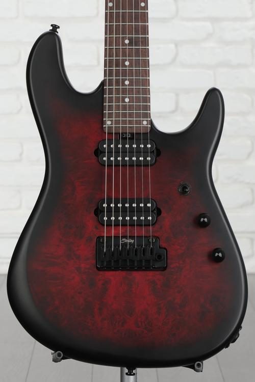 Sterling By Music Man 7-string Jason Richardson Signature Electric Guitar -  Dark Scarlet Burst Satin with Bag